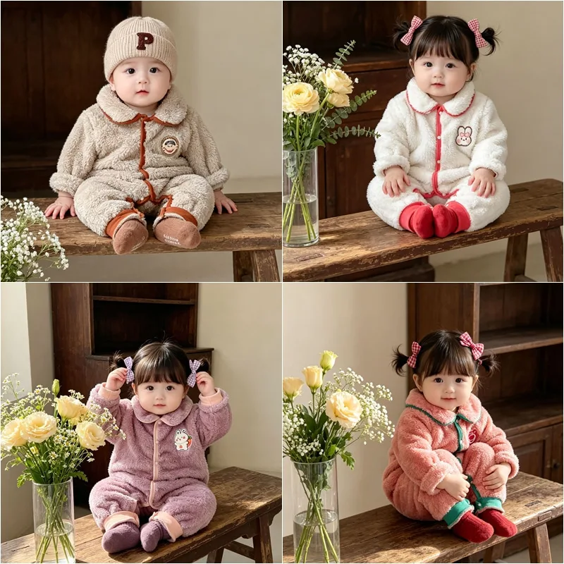 【BABY】くまワンポイントフリースベビーオール