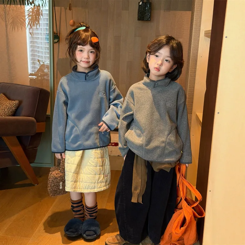 【KID】ハイネックフリース長袖プルオーバー
