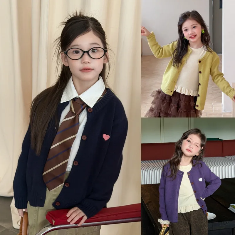 【KID】ハート刺繍ニットカーディガン