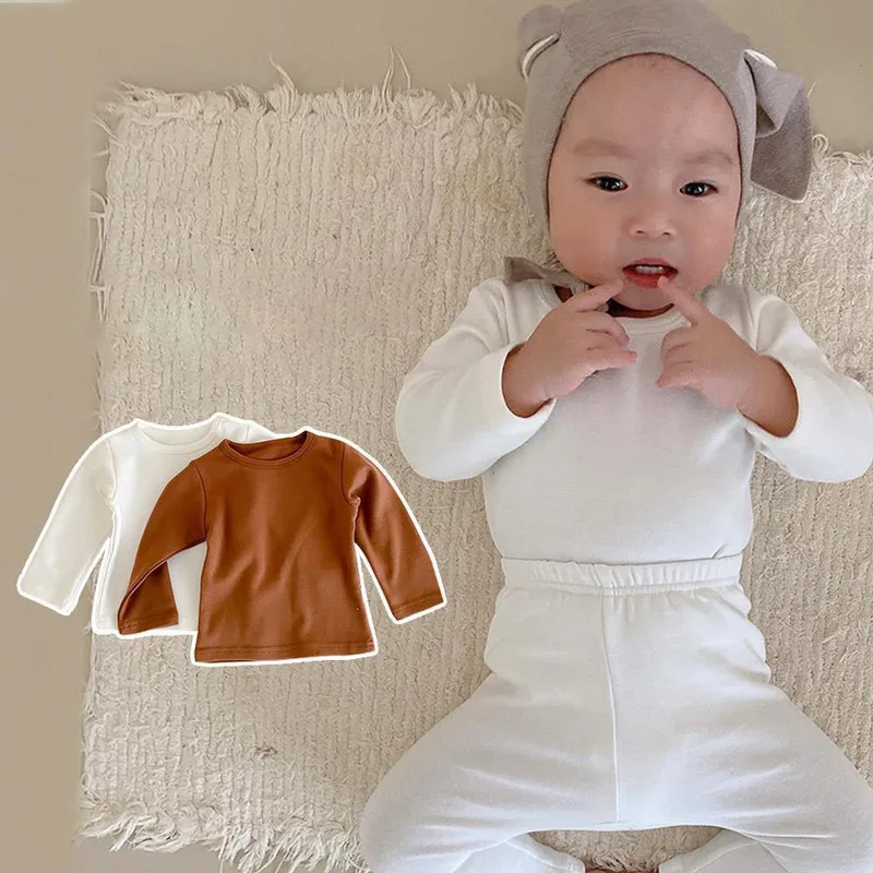 【BABY】ベビー無地長袖クルーネックTシャツ