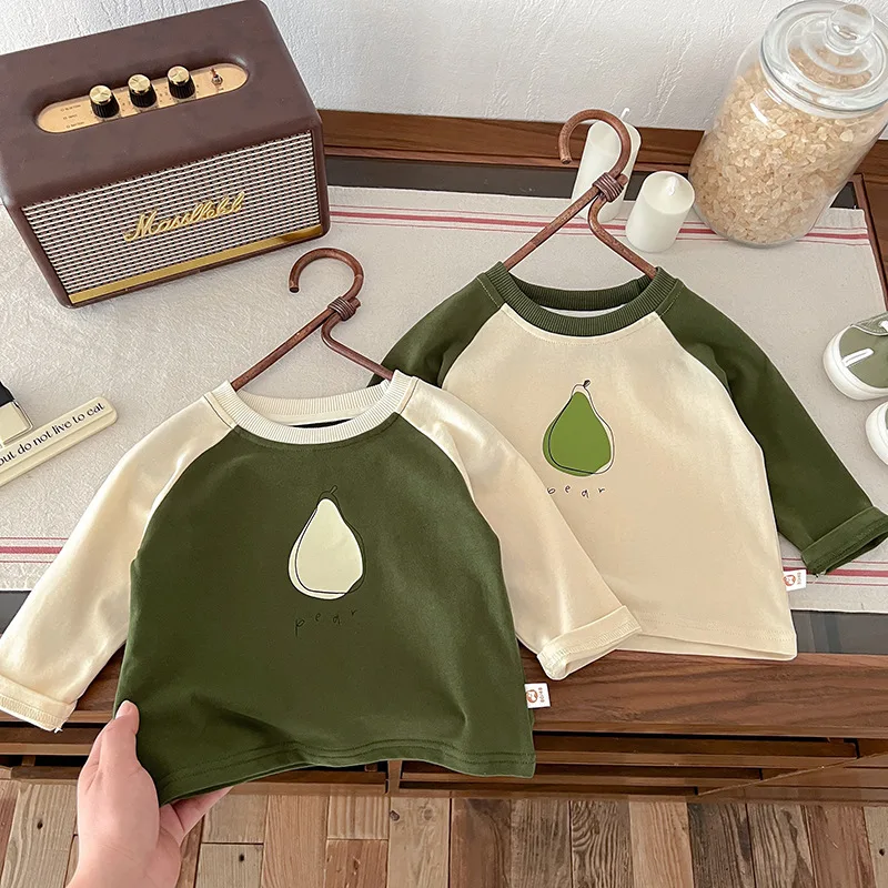 【BABY】洋なしモチーフラグラン長袖Tシャツ