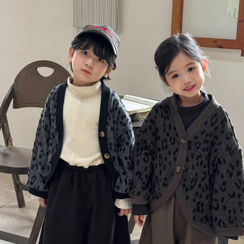 【KID】レオパード柄ニットカーディガン
