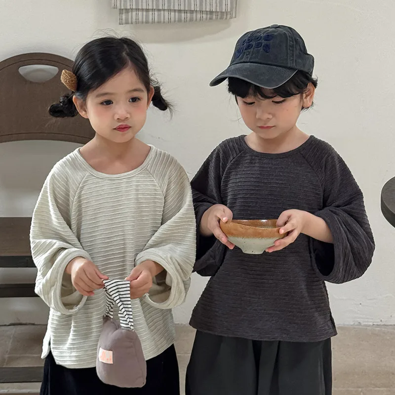 【KID】リブ編み長袖Tシャツ