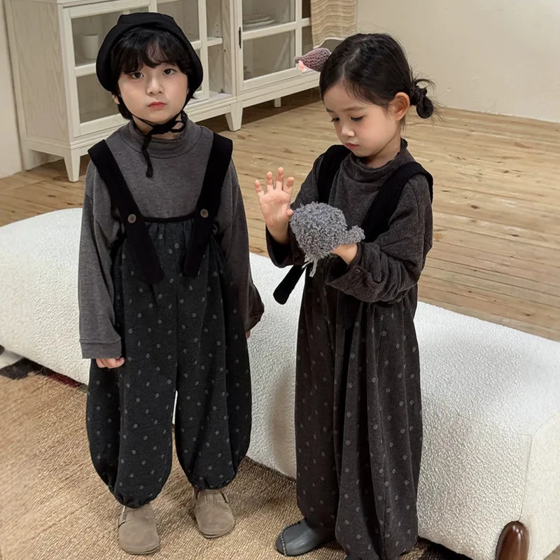 【KID】ドット柄バルーンサロペットパンツ