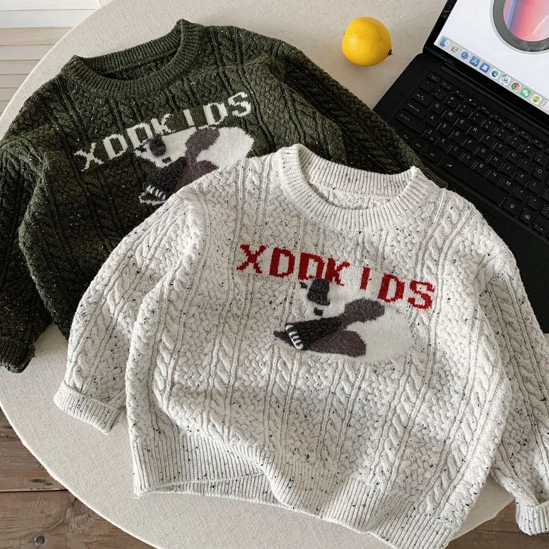 【KID】トナカイモチーフケーブルニットTシャツ