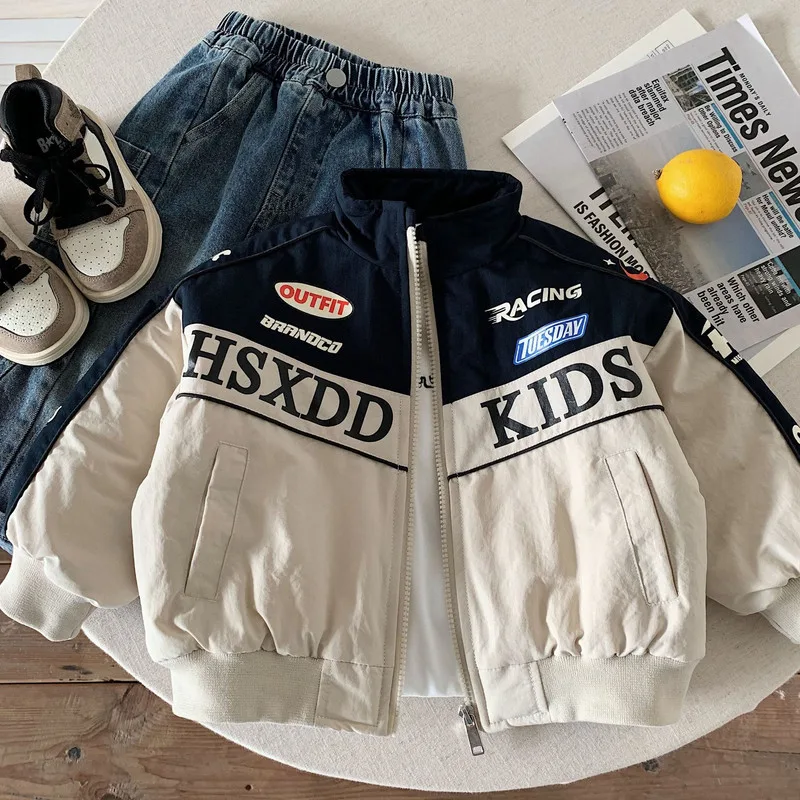 【KID】配色英字ロゴジップアップジャケット