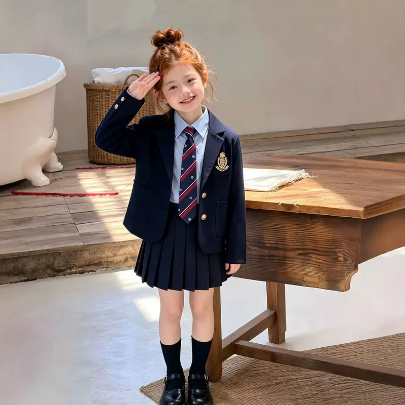 【セット】学院風ブルーシャツジャケットプリーツスカートセット