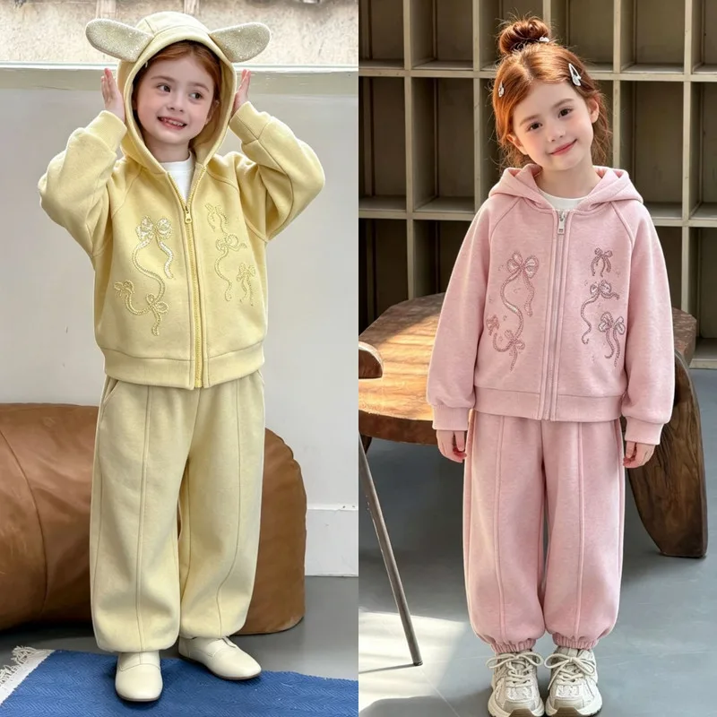 【セット】うさぎ耳フード刺繍ジップパーカー上下セット