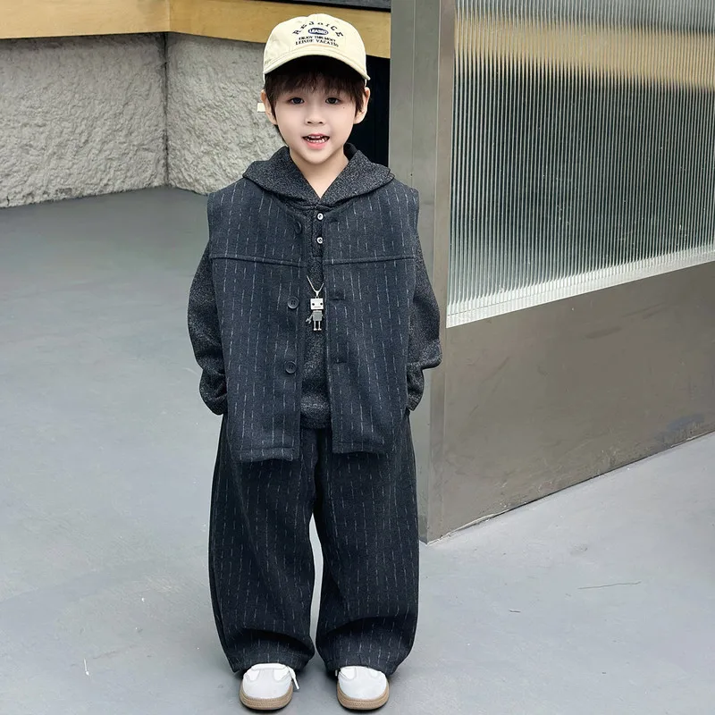 【セット】フードTシャツ＋ベスト＋パンツ3点セット