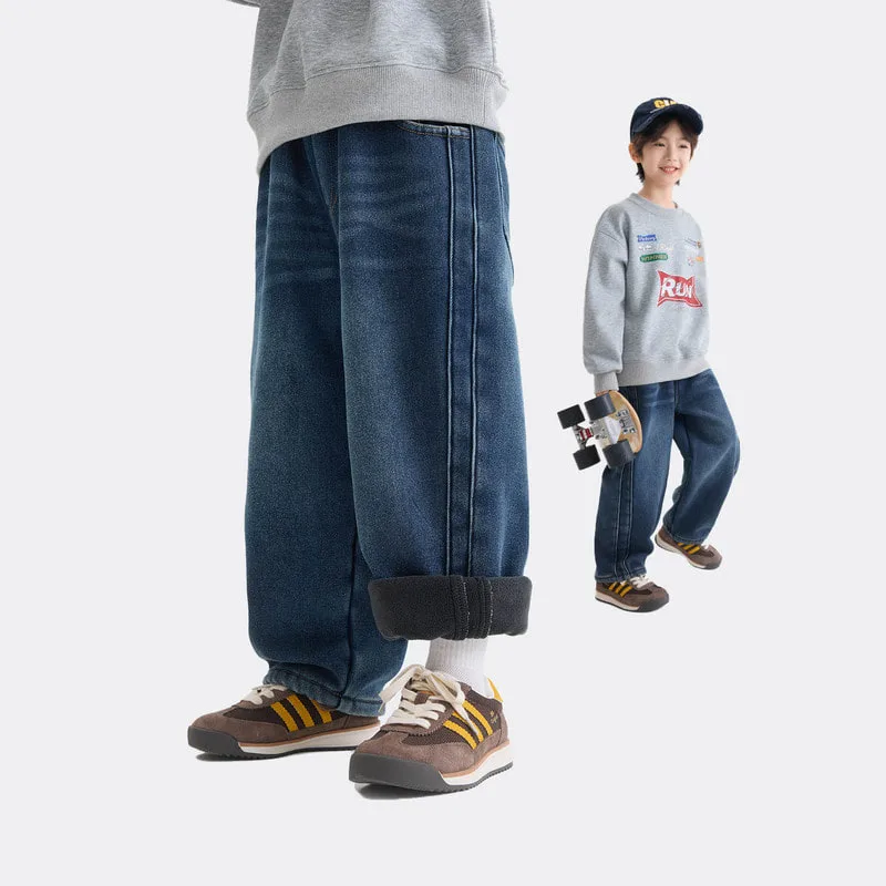 【KID】裏起毛キッズストレートデニムパンツ