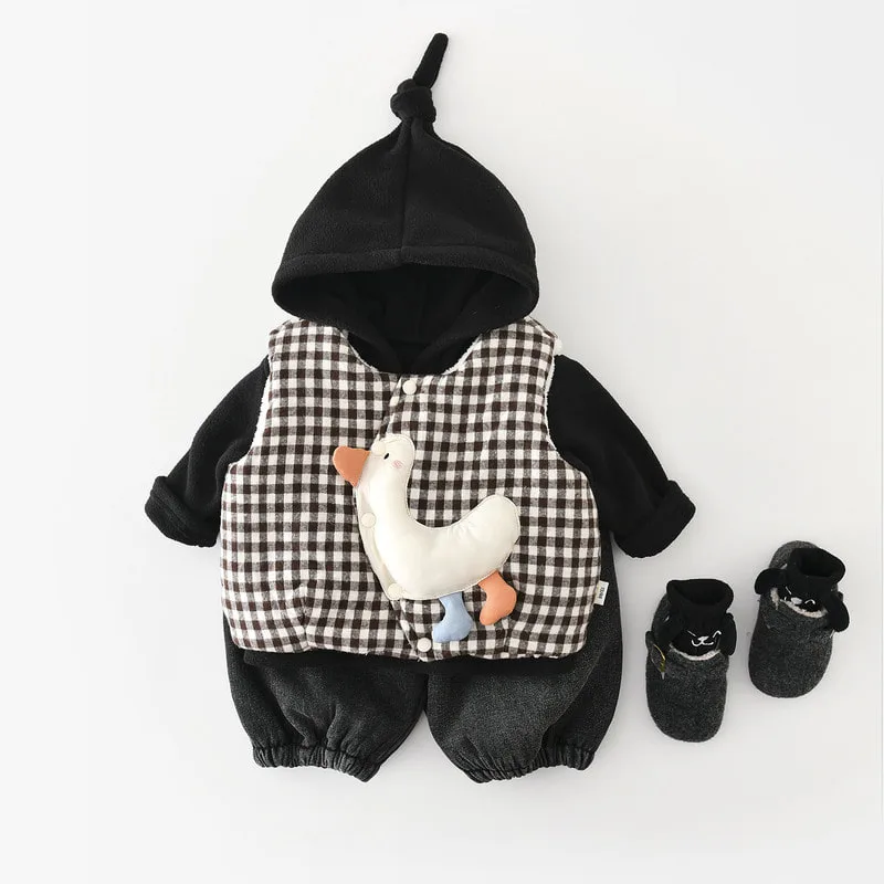 【BABY】ちいさなアヒルモチーフチェックベスト