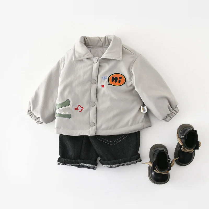 【BABY】ワニモチーフ襟付き中綿ベビージャケット