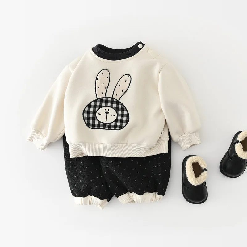 【セット】うさぎチェックTシャツパンツセットアップ