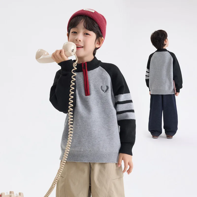【KID】リーフモチーフ長袖ニットTシャツ