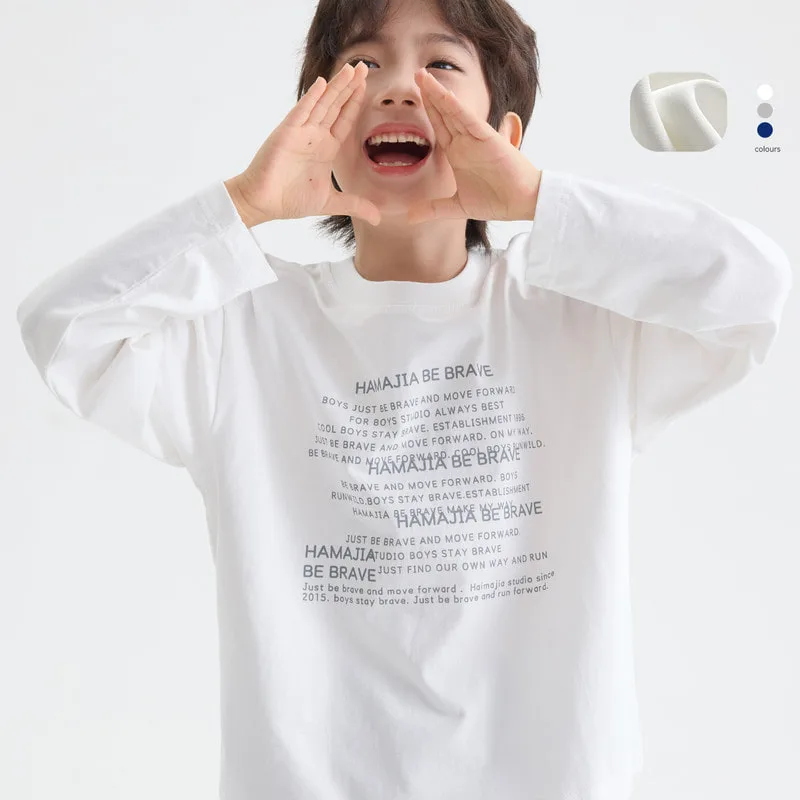 【KID】英字サインプリントクルーネック長袖Tシャツ
