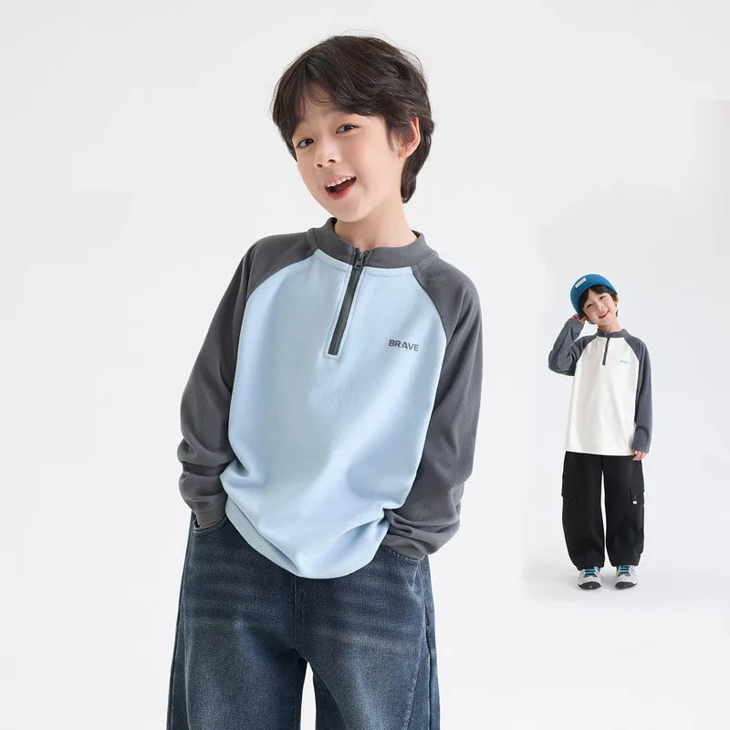 【KID】配色切替クルーネック長袖Tシャツ