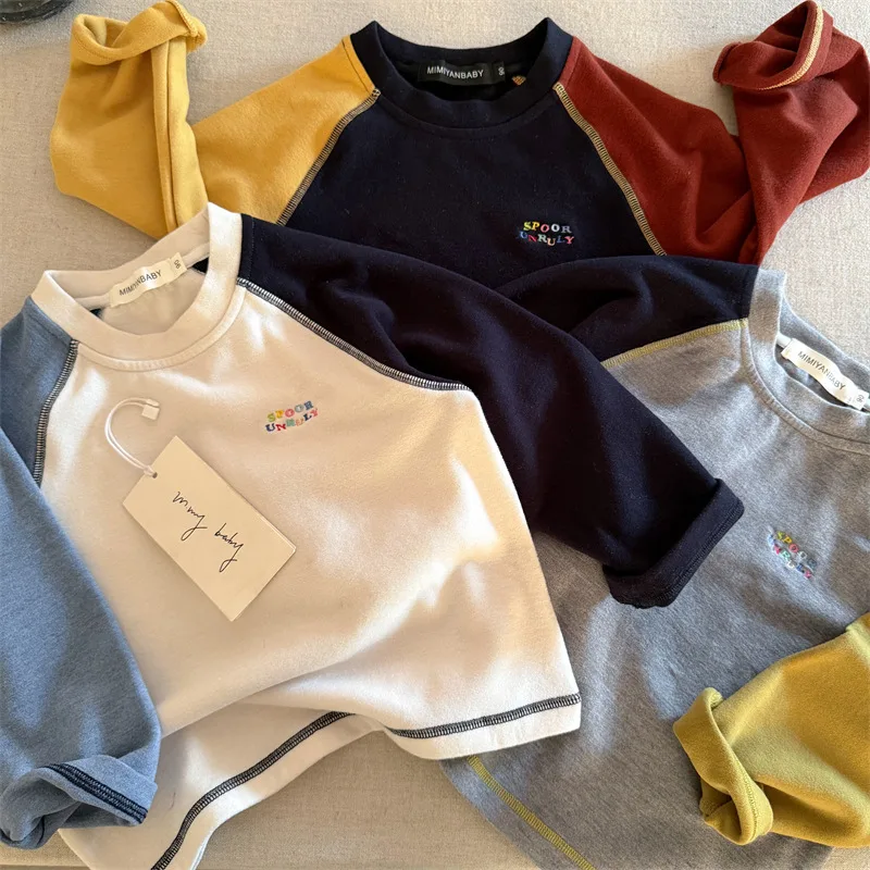 【KID】配色切替ラグランデザイン長袖Tシャツ