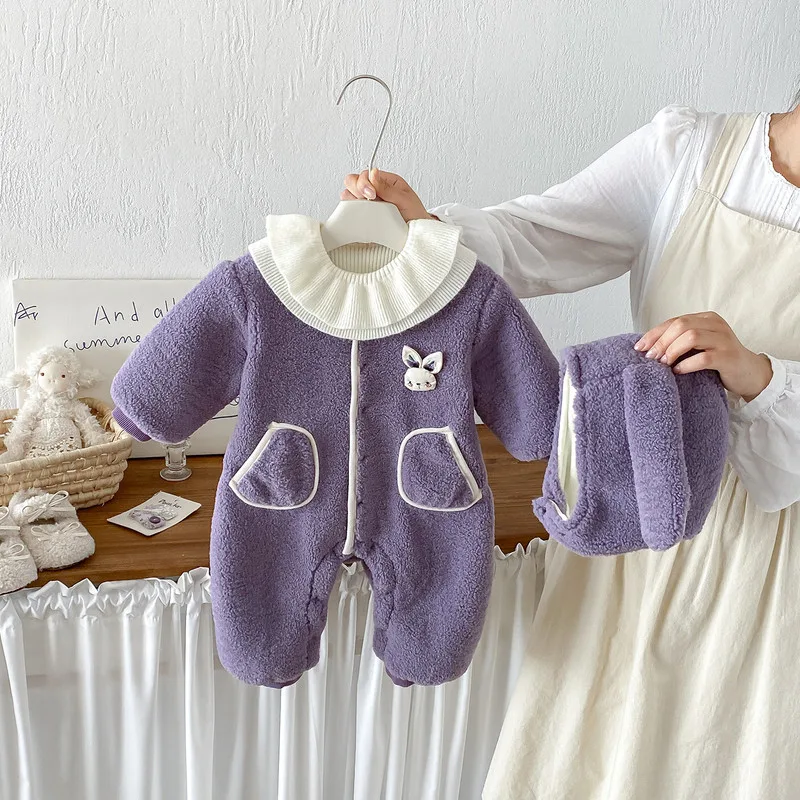 【BABY】うさぎモチーフ裏起毛ロンパース