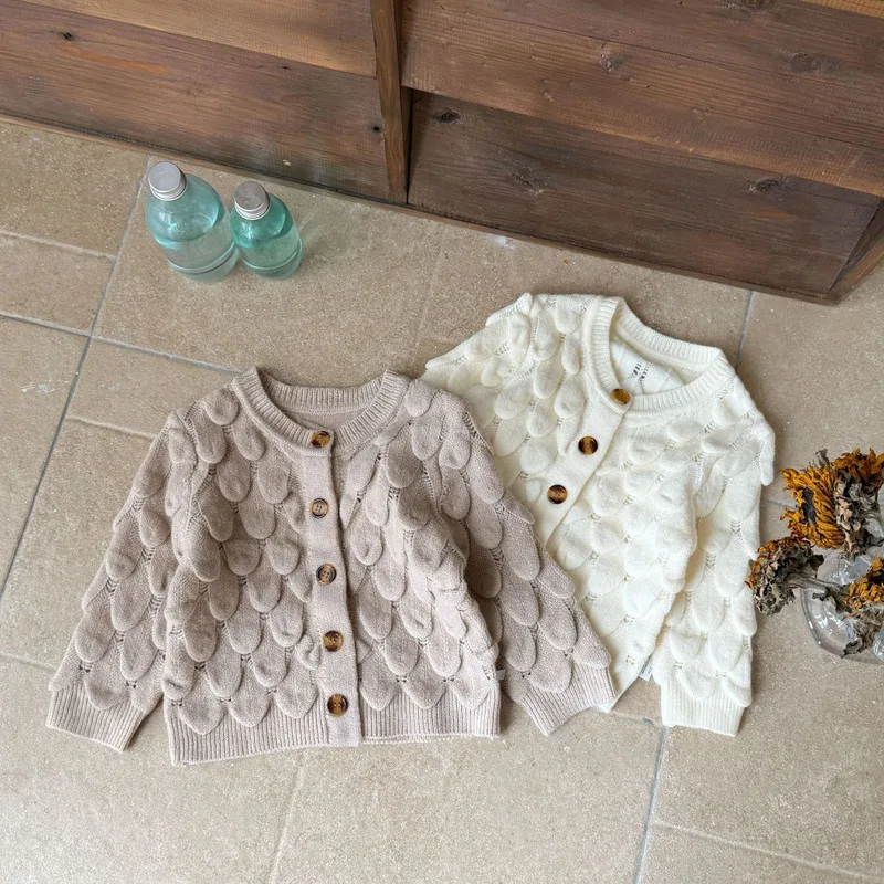 【BABY】フィッシュスケール編みニットカーディガン