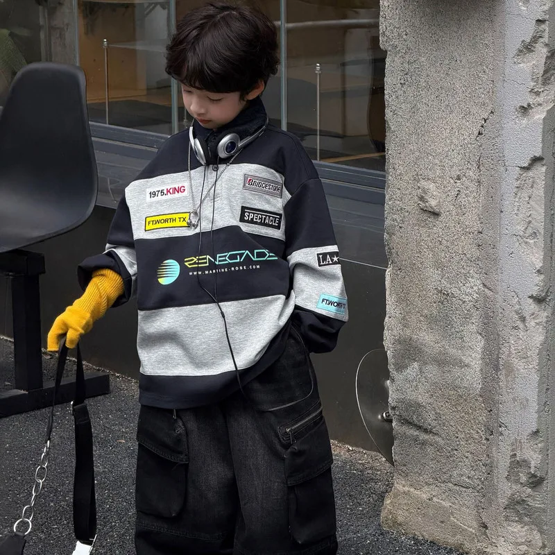【KID】ストライプデザインキッズ長袖Tシャツ