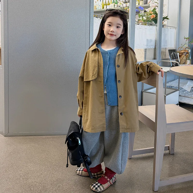 【KID】ブラウン襟付きロングシングルジャケット