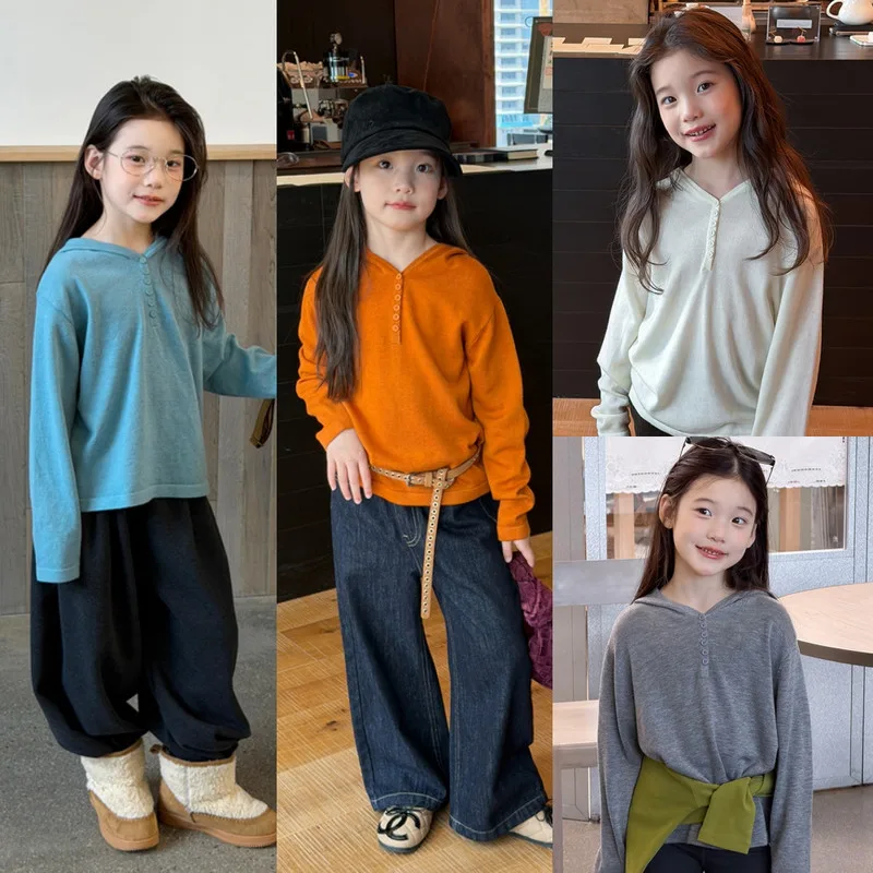 【KID】無地クルーネック長袖プルオーバーTシャツ