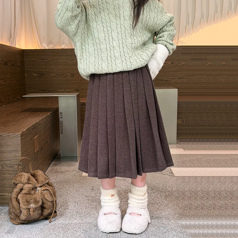 【KID】ココアカラープリーツAラインスカート