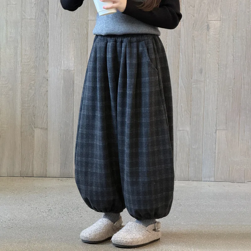 【KID】チェック柄バルーンシルエットパンツ