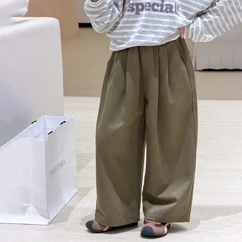 【KID】グリーンタックワイドシルエットパンツ