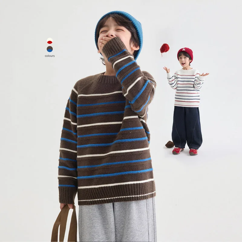 【KID】マルチストライプニットプルオーバー