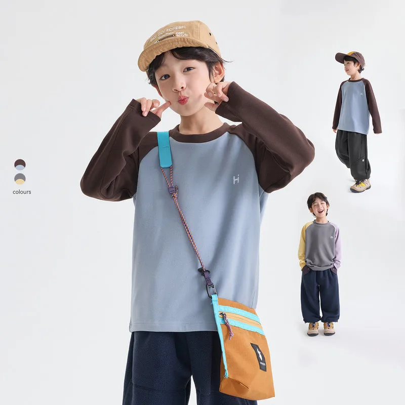 【KID】Hロゴ配色ラグラン長袖Tシャツ