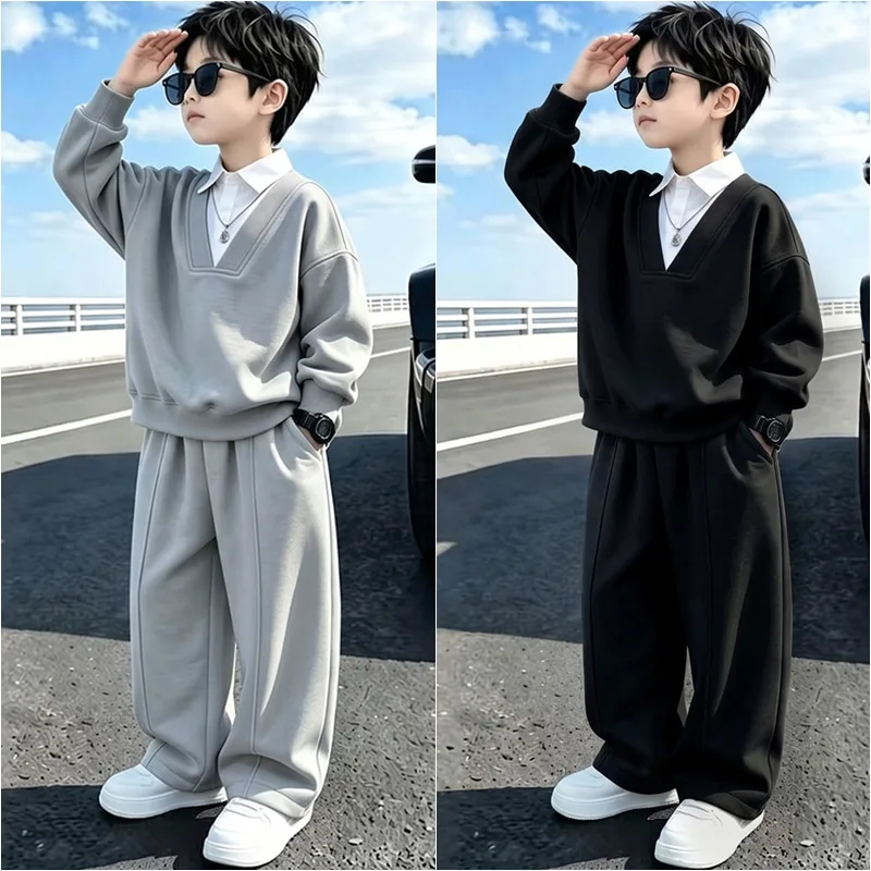 【セット】襟付きVネックスウェットセットアップ