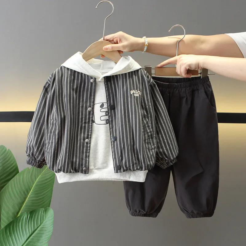 【セット】ストライプジャケットフードTシャツパンツセット