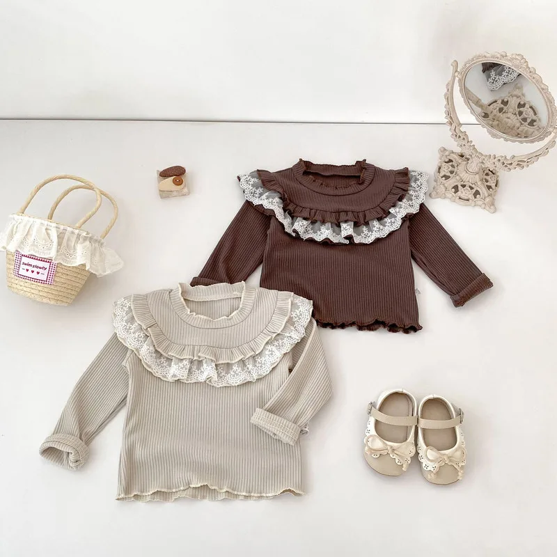 【BABY】レースフリル襟付き長袖Tシャツ