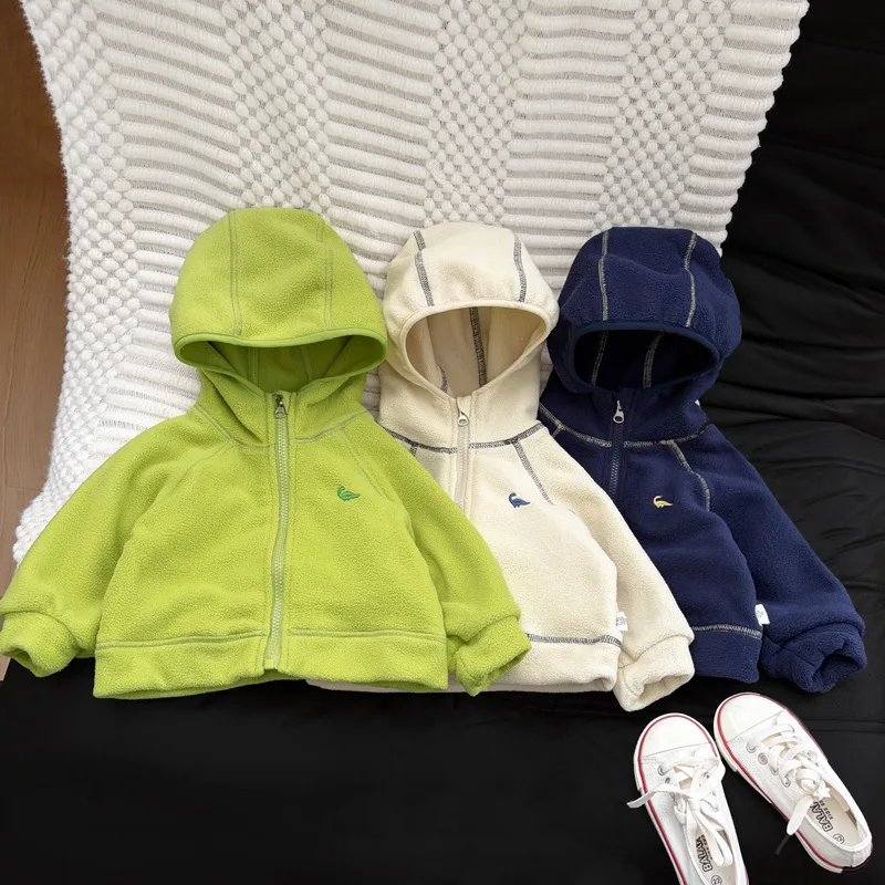 【BABY】ダイノモチーフ裏起毛フードジップアップ