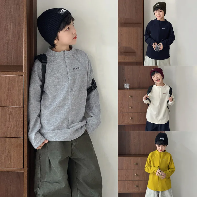 【KID】裏起毛クルーネック長袖Tシャツ