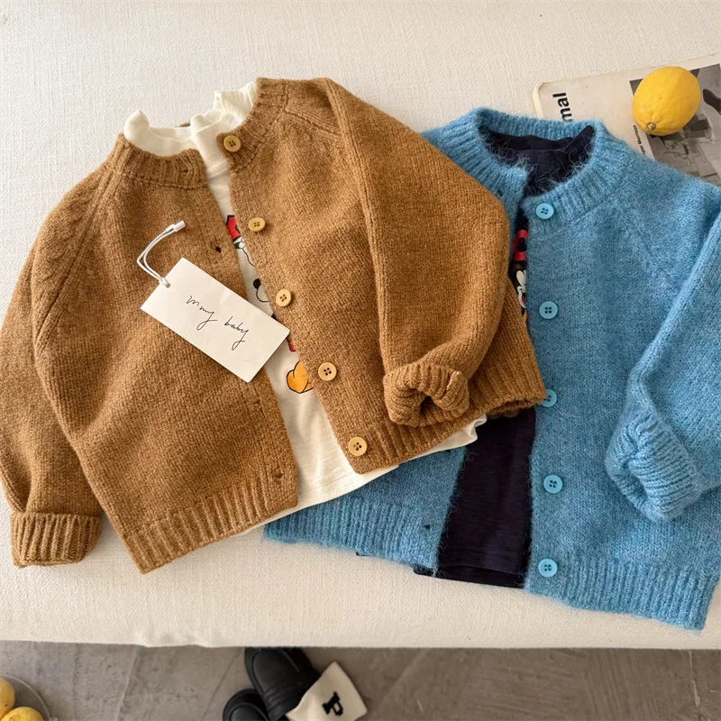 【KID】キッズクルーネックニットカーディガン