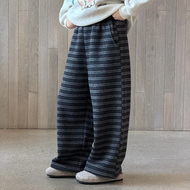 【KID】グレーストライプワイドパンツ