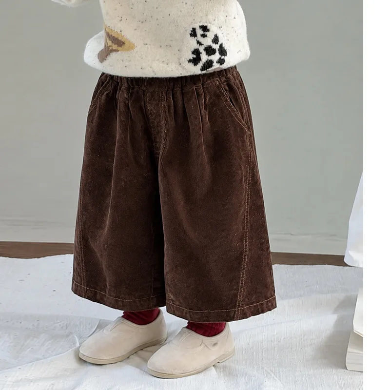 【KID】シナモンブラウンコーデュロイ8分丈パンツ
