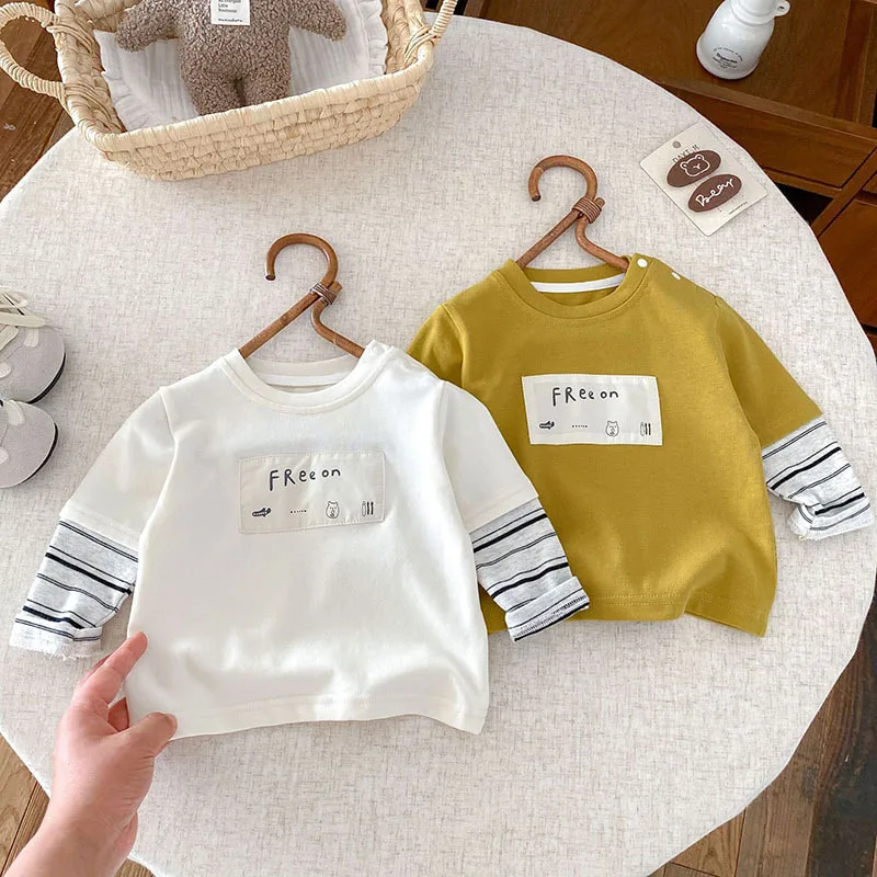 【BABY】Freeonストライプ袖長袖Tシャツ