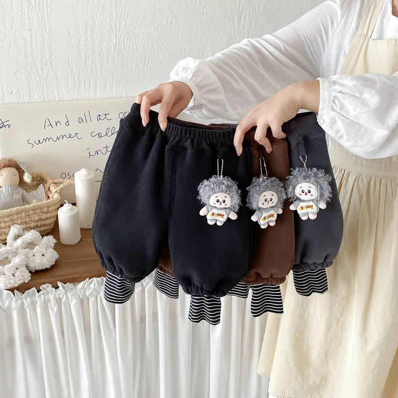 【BABY】裾ストライプ切替裏起毛パンツ