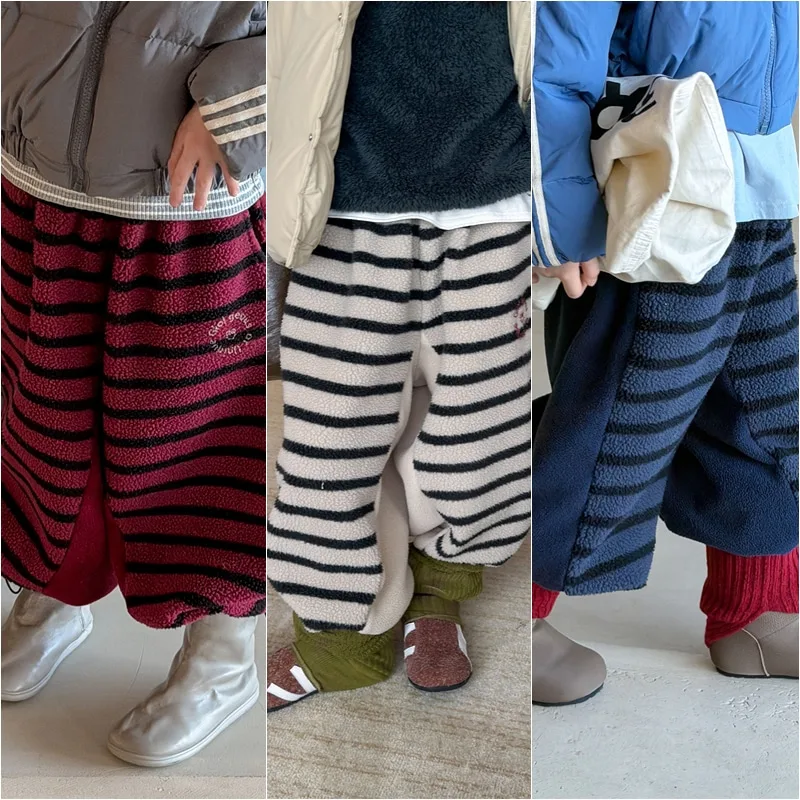 【KID】ストライプ柄キッズロングパンツ