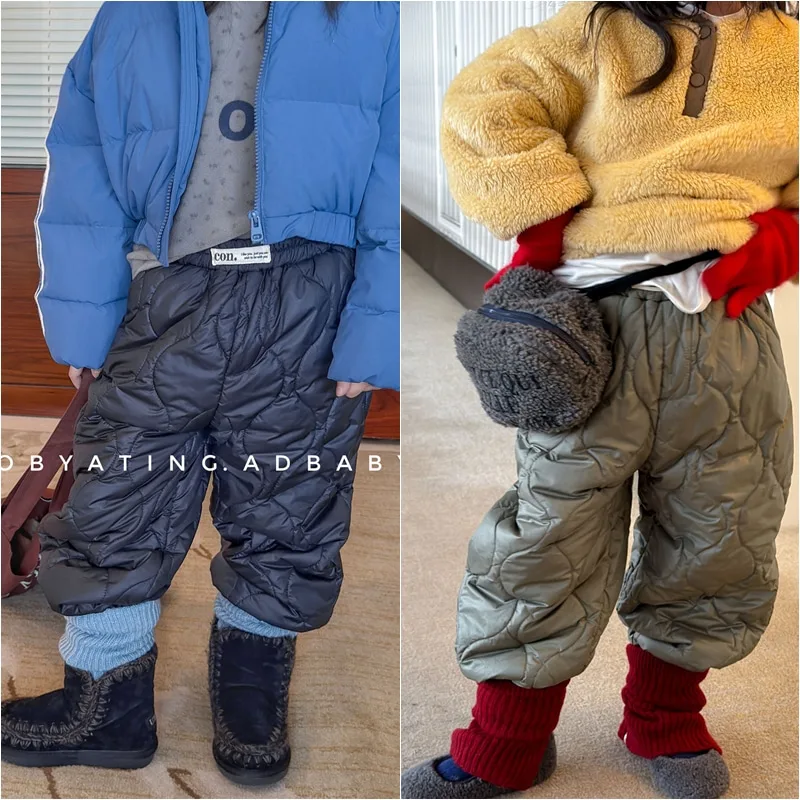 【KID】キルティング中綿入りロングパンツ