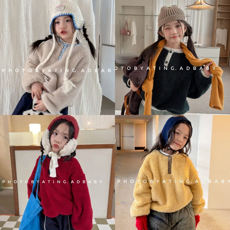 【KID】秋冬フリース長袖プルオーバーTシャツ