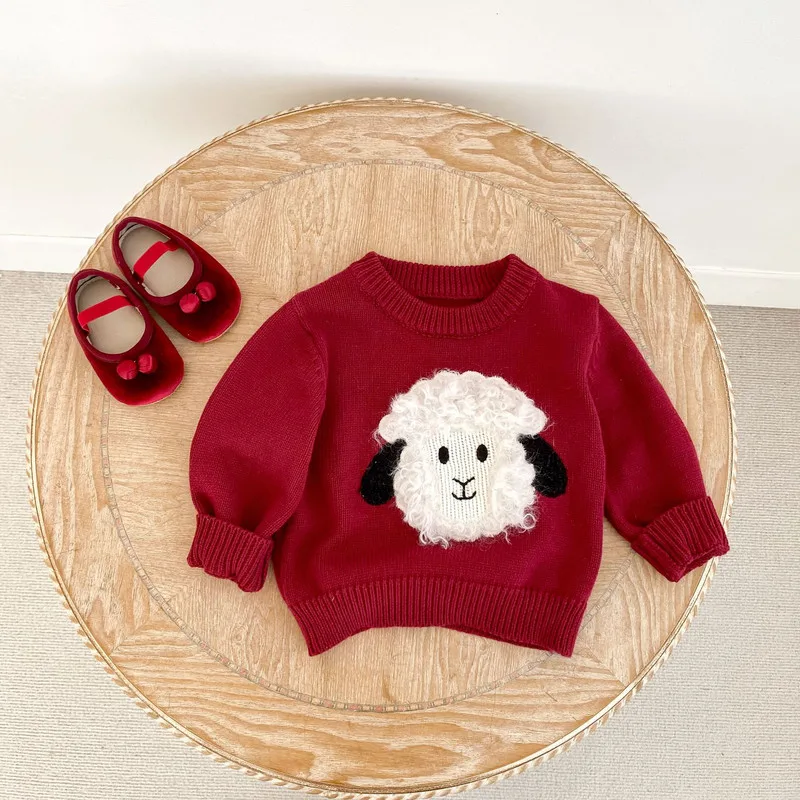 【BABY】ひつじモチーフフリースニット長袖Tシャツ