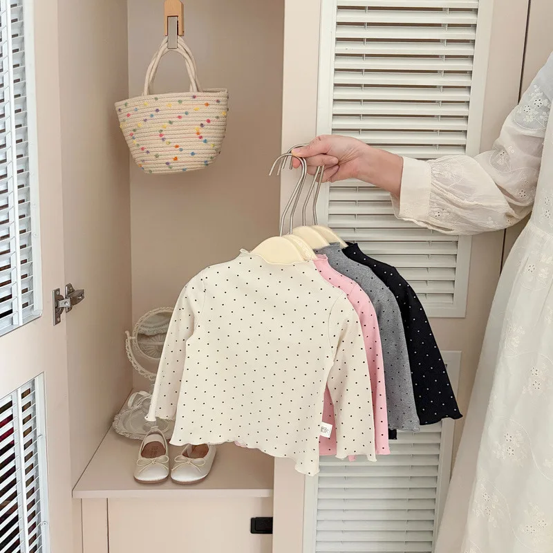 【BABY】ドット柄ハイネック長袖Tシャツ