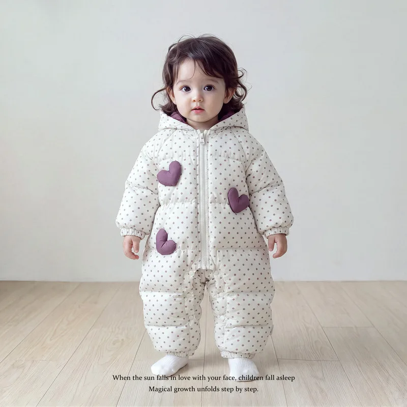 【BABY】ライラックハートドット柄ロンパース