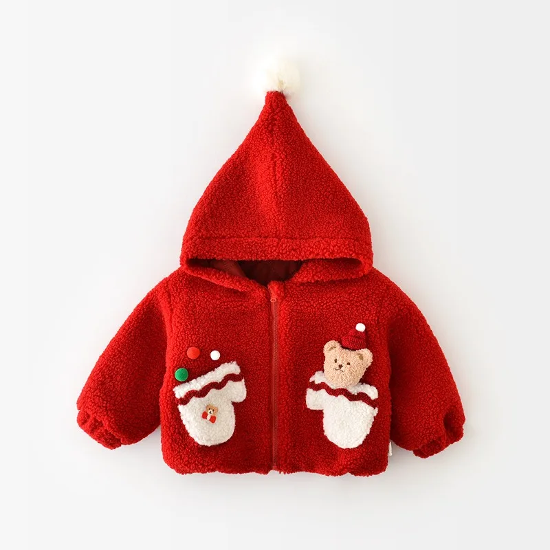 【BABY】クリスマスくまもこもこフードジャケット