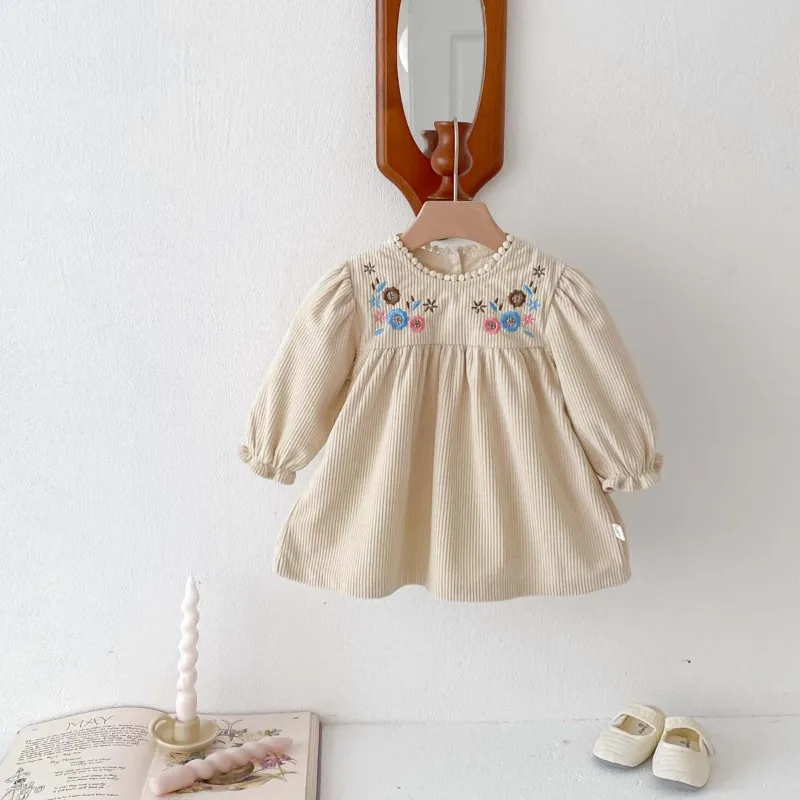 【BABY】ヴィンテージフラワーコーデュロイワンピース