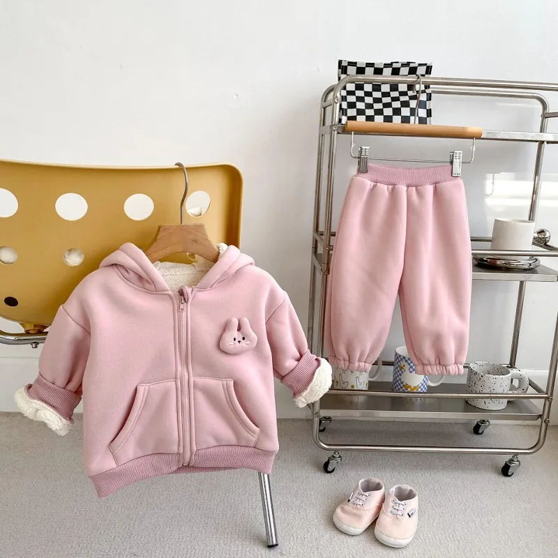 【セット】うさぎモチーフ裏起毛パーカー上下セット
